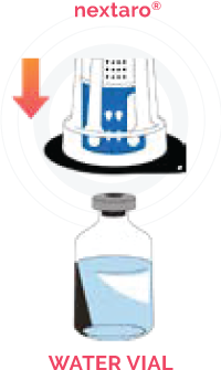 Attach nextaro<sup>®</sup> to water vial